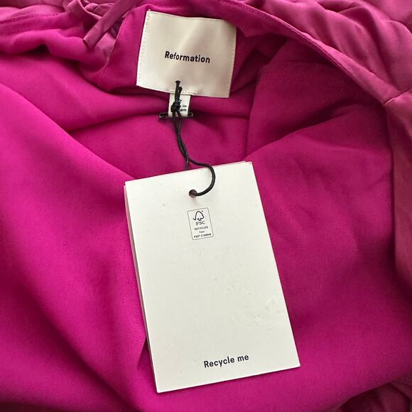 Reformation Anaiis Silk Dress Hibiscus Tea - Picture 11 of 12